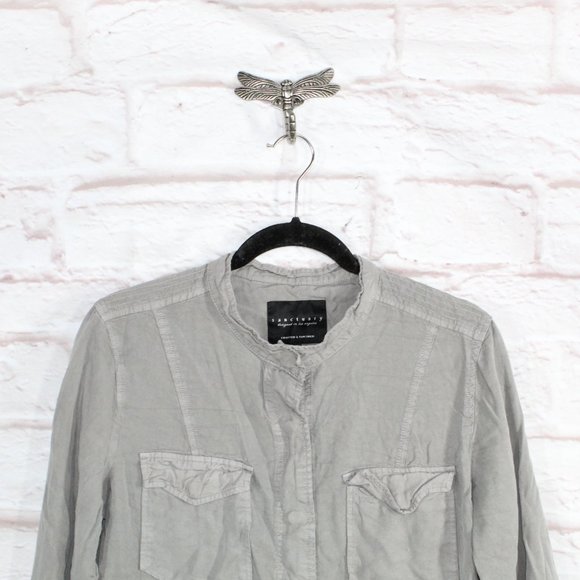 Sanctuary Gray 100% Lyocell Snap Button Front Pockets Jacket Size L - Picture 2 of 9